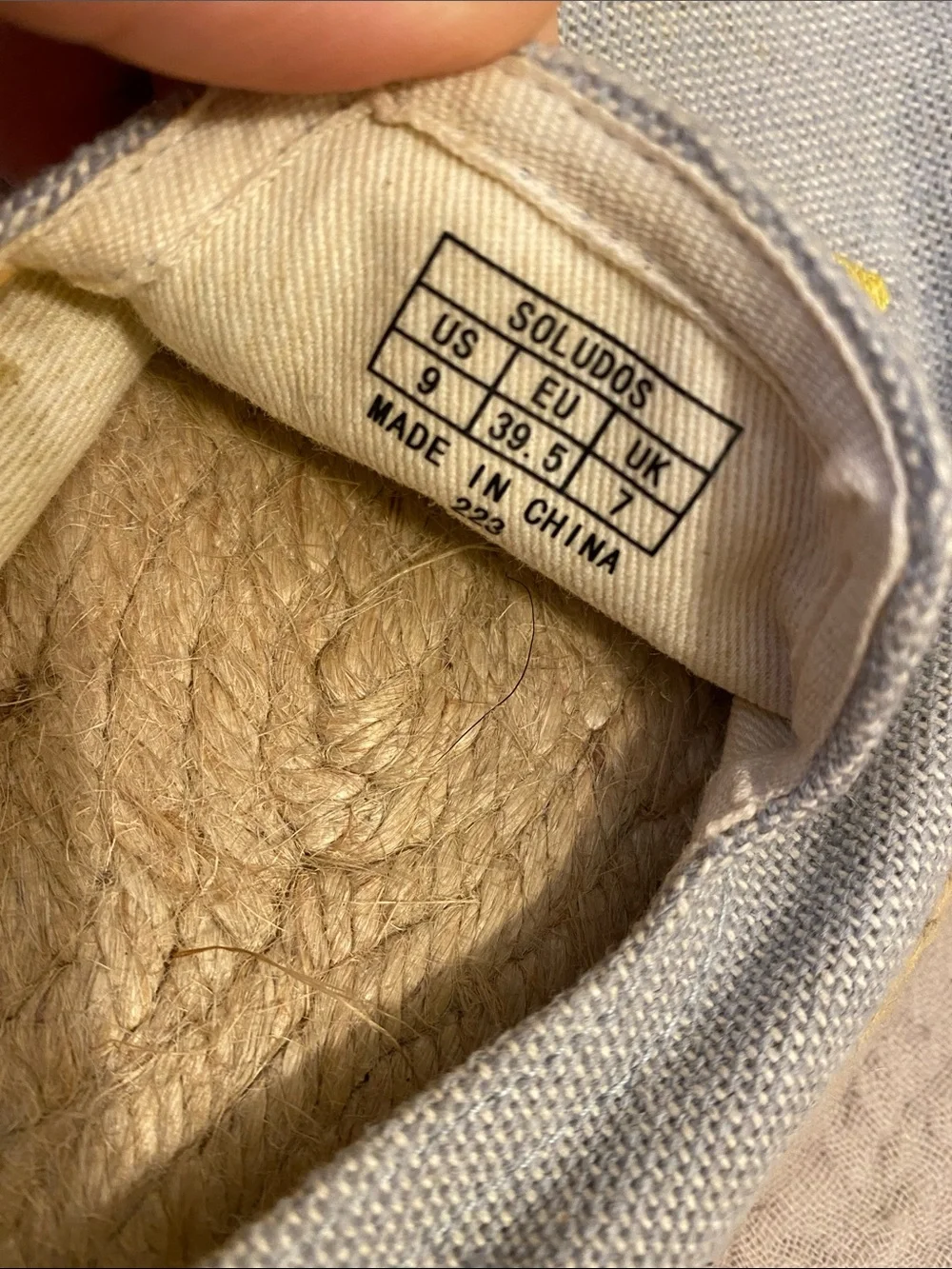 Soludos Gray Canvas Espadrilles with Yellow Lemon Motif. Size 9